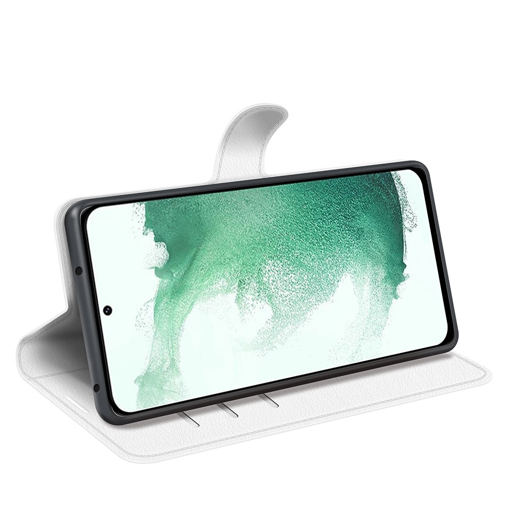  Samsung Galaxy S23 Plus Fodral Litchi Läder Vit