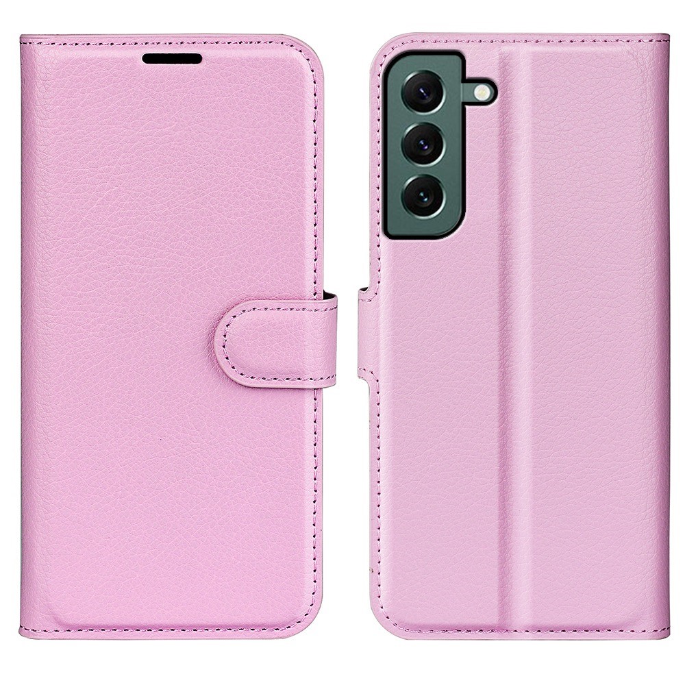  Samsung Galaxy S23 Plus Fodral Litchi Läder Ljus Rosa