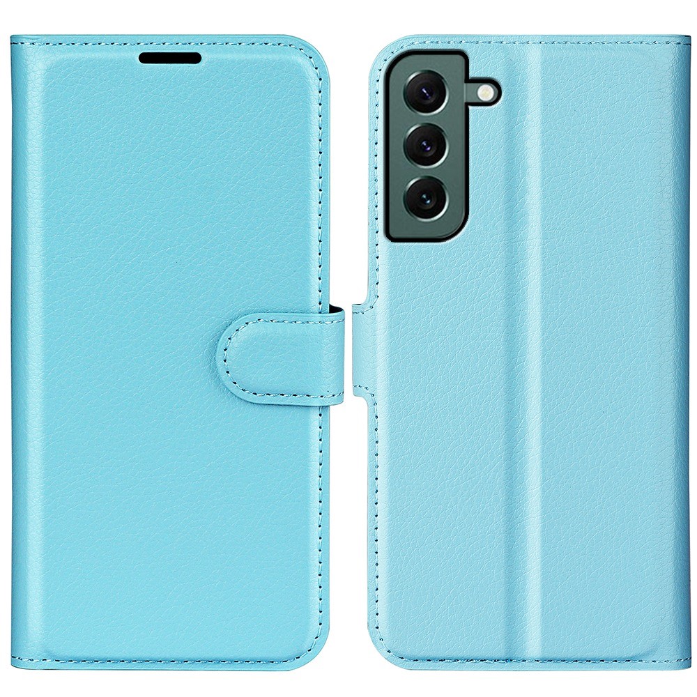 Samsung Galaxy S23 Plus Fodral Litchi Läder Ljus Blå