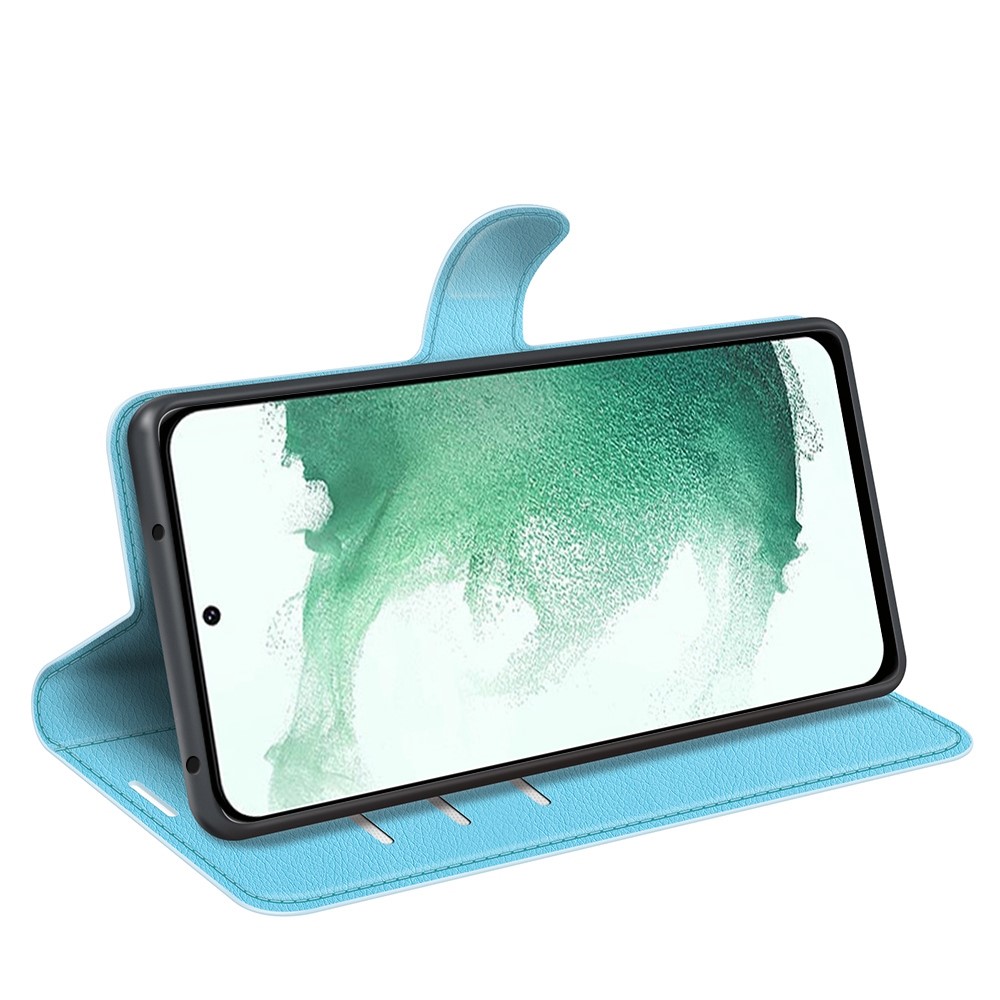  Samsung Galaxy S23 Plus Fodral Litchi Läder Ljus Blå