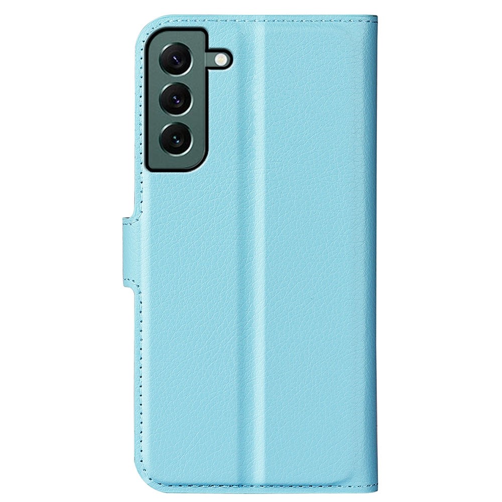  Samsung Galaxy S23 Plus Fodral Litchi Läder Ljus Blå
