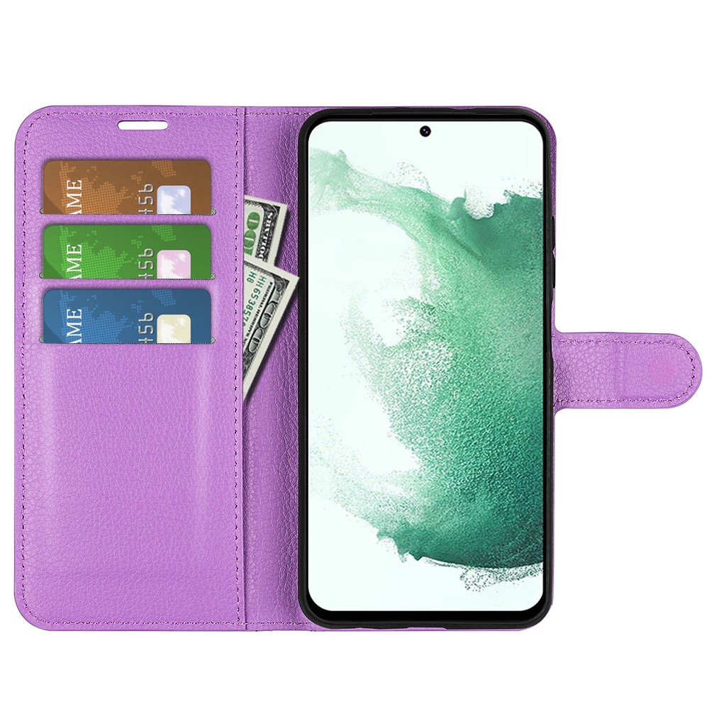  Samsung Galaxy S23 Plus Fodral Litchi Läder Lila