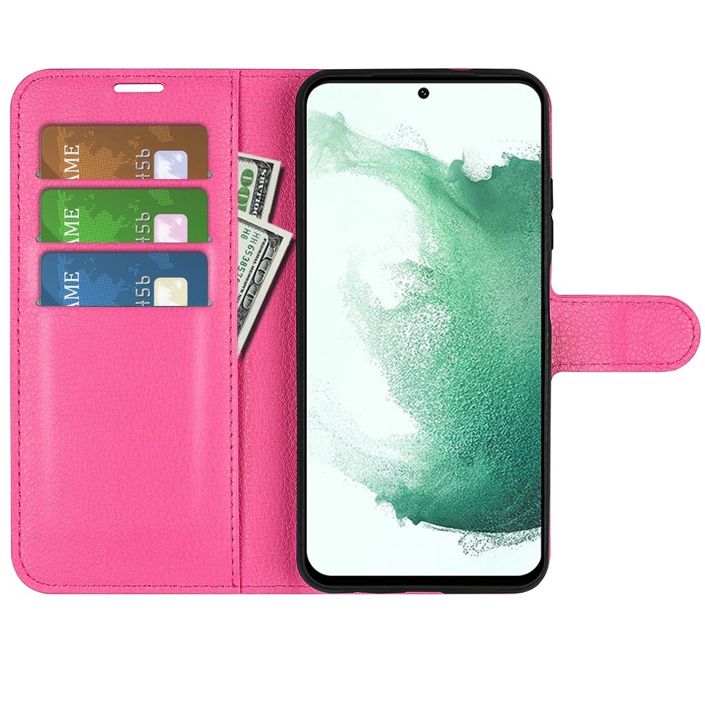  Samsung Galaxy S23 Plus Fodral Litchi Läder Rosa