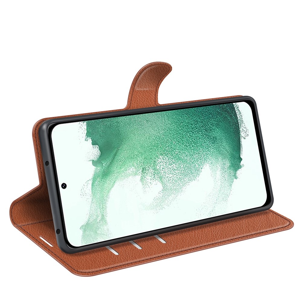  Samsung Galaxy S23 Plus Fodral Litchi Läder Brun