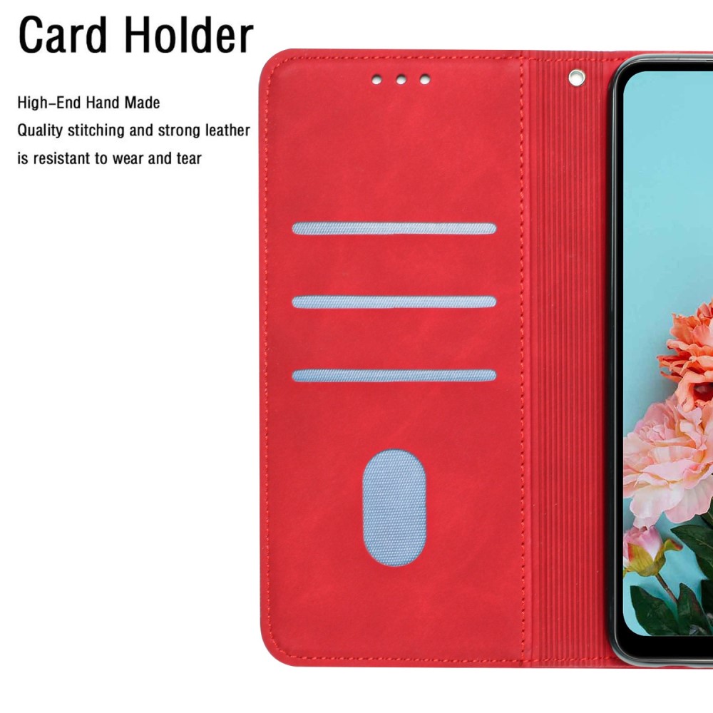  Samsung Galaxy S23 Plus Fodral Solid Läder Röd