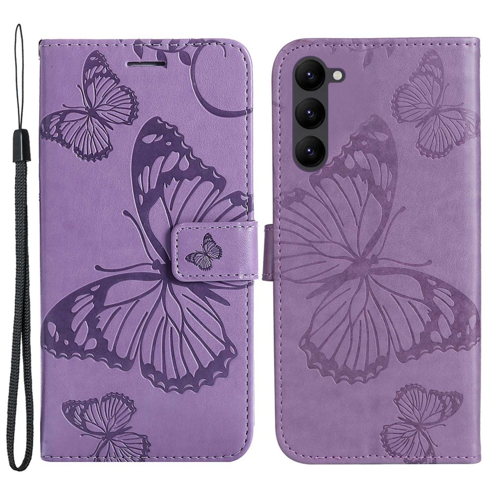  Samsung Galaxy S23 Plus Fodral Tryckta Fjärilar Lila