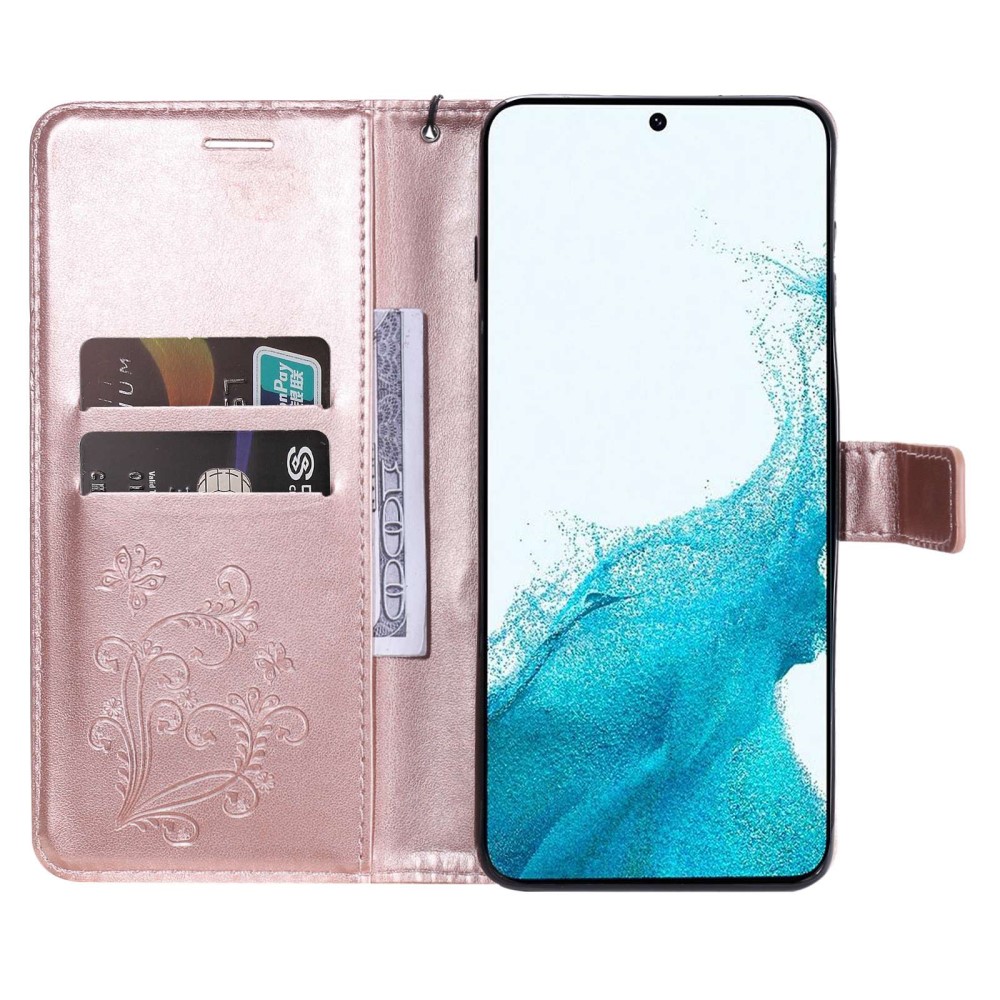  Samsung Galaxy S23 Plus Fodral Tryckta Fjärilar Roséguld