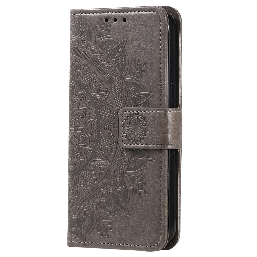  Samsung Galaxy S23 Plus Fodral Mandala Läder Grå