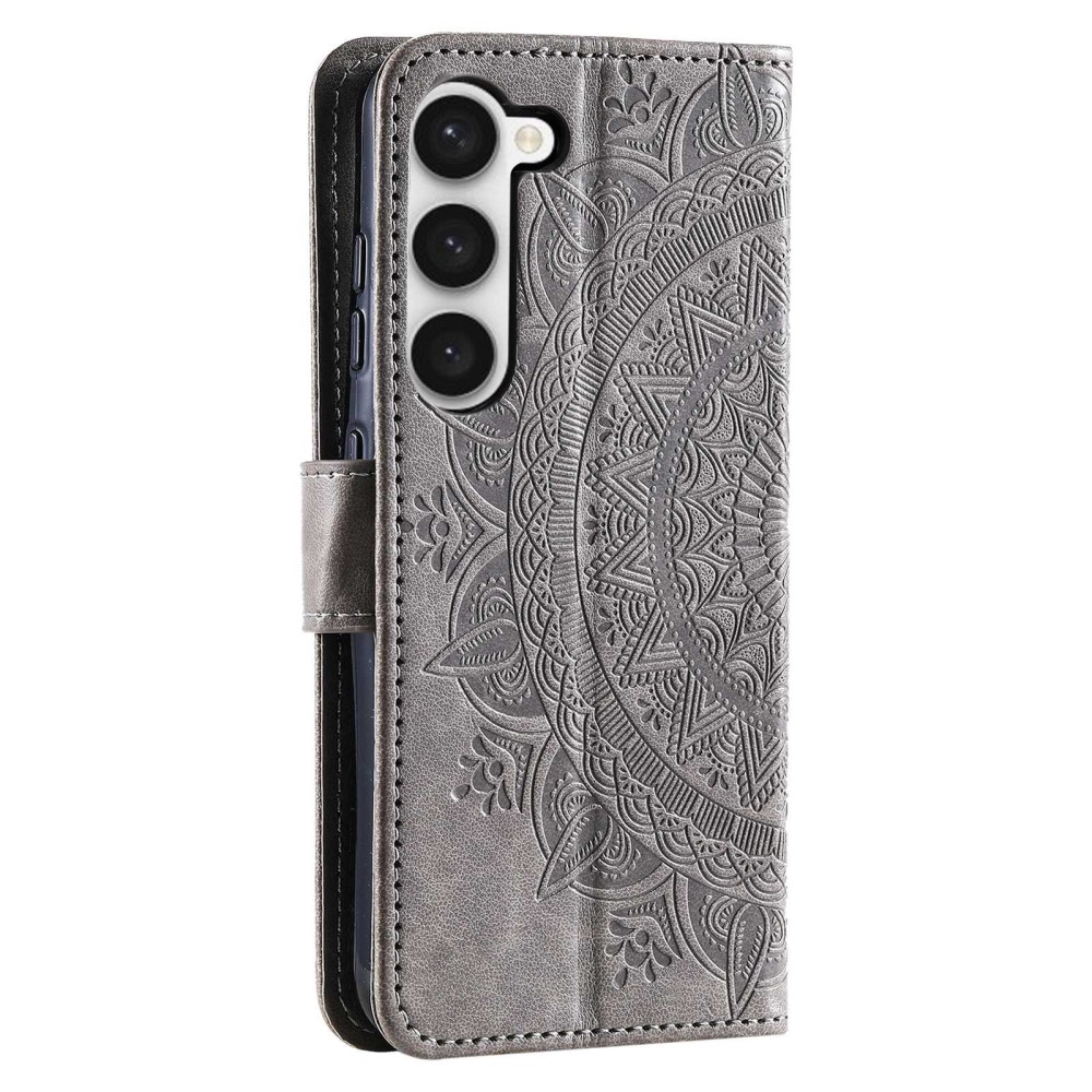  Samsung Galaxy S23 Plus Fodral Mandala Läder Grå