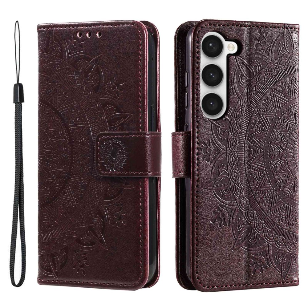  Samsung Galaxy S23 Plus Fodral Mandala Läder Brun
