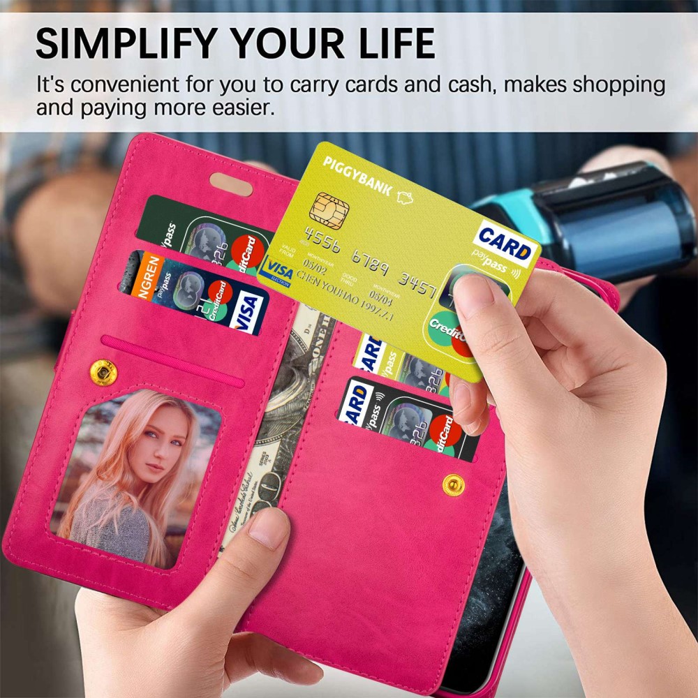  Samsung Galaxy S23 Plus Fodral Multifunktionell Med Frontficka Röd