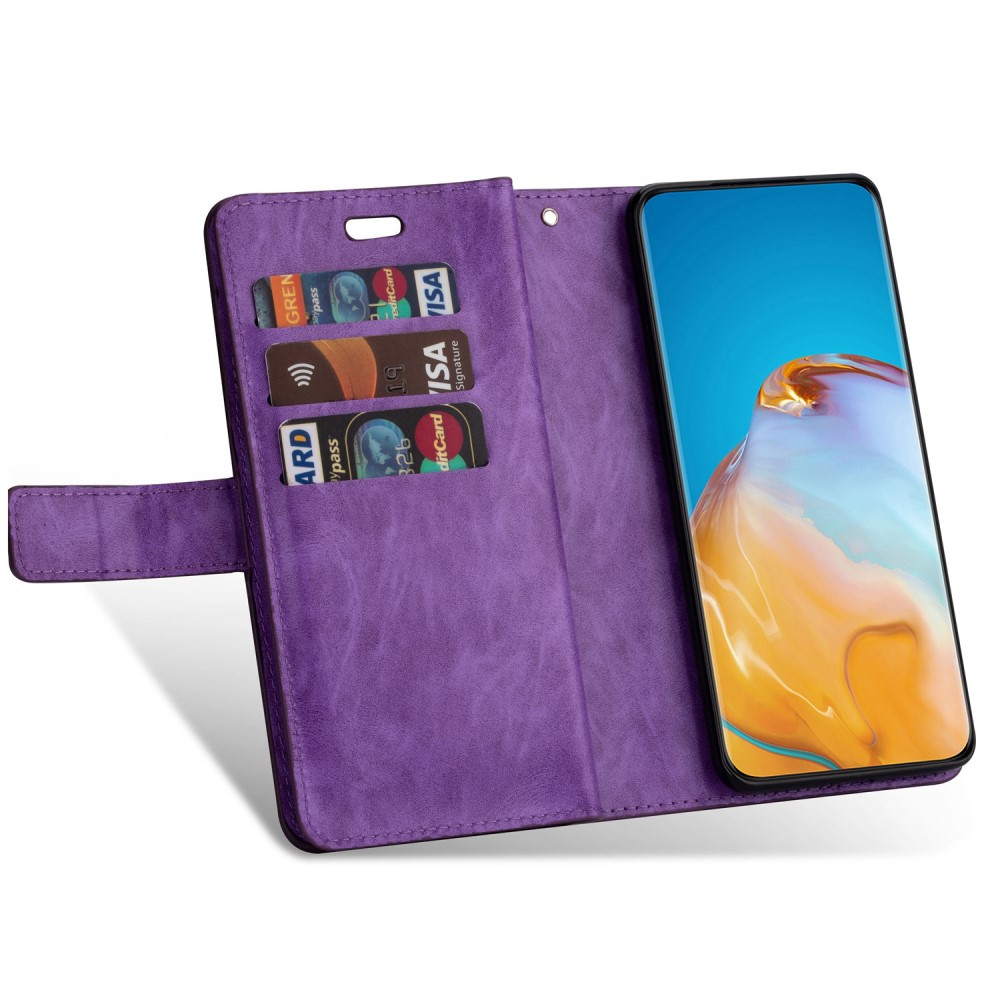  Samsung Galaxy S23 Plus Fodral Multifunktionell Med Frontficka Lila