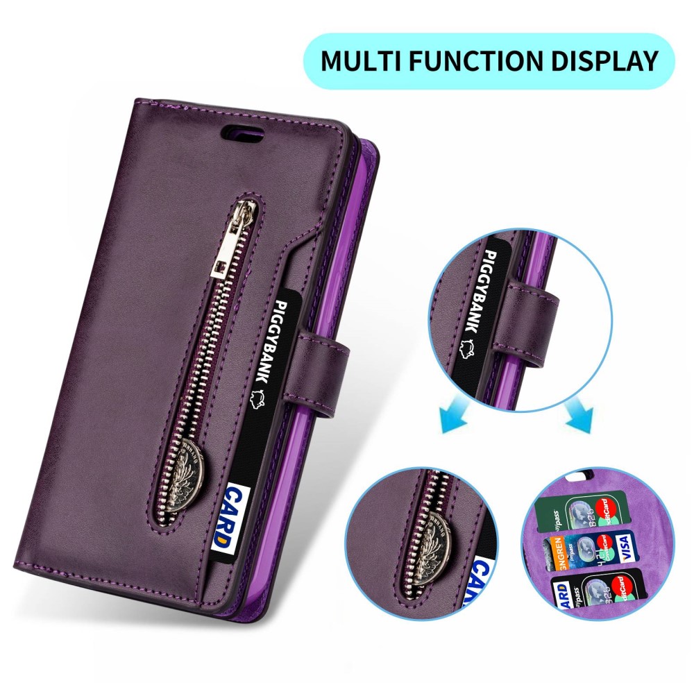  Samsung Galaxy S23 Plus Fodral Multifunktionell Med Frontficka Lila