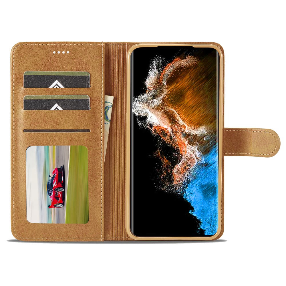 LC.IMEEKE LC.IMEEKE Samsung Galaxy S23 Plus Fodral Läder Brun