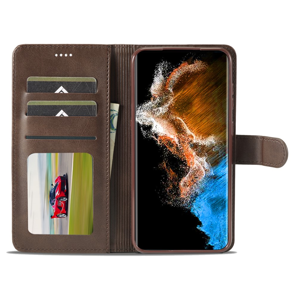 LC.IMEEKE LC.IMEEKE Samsung Galaxy S23 Plus Fodral Läder Brun
