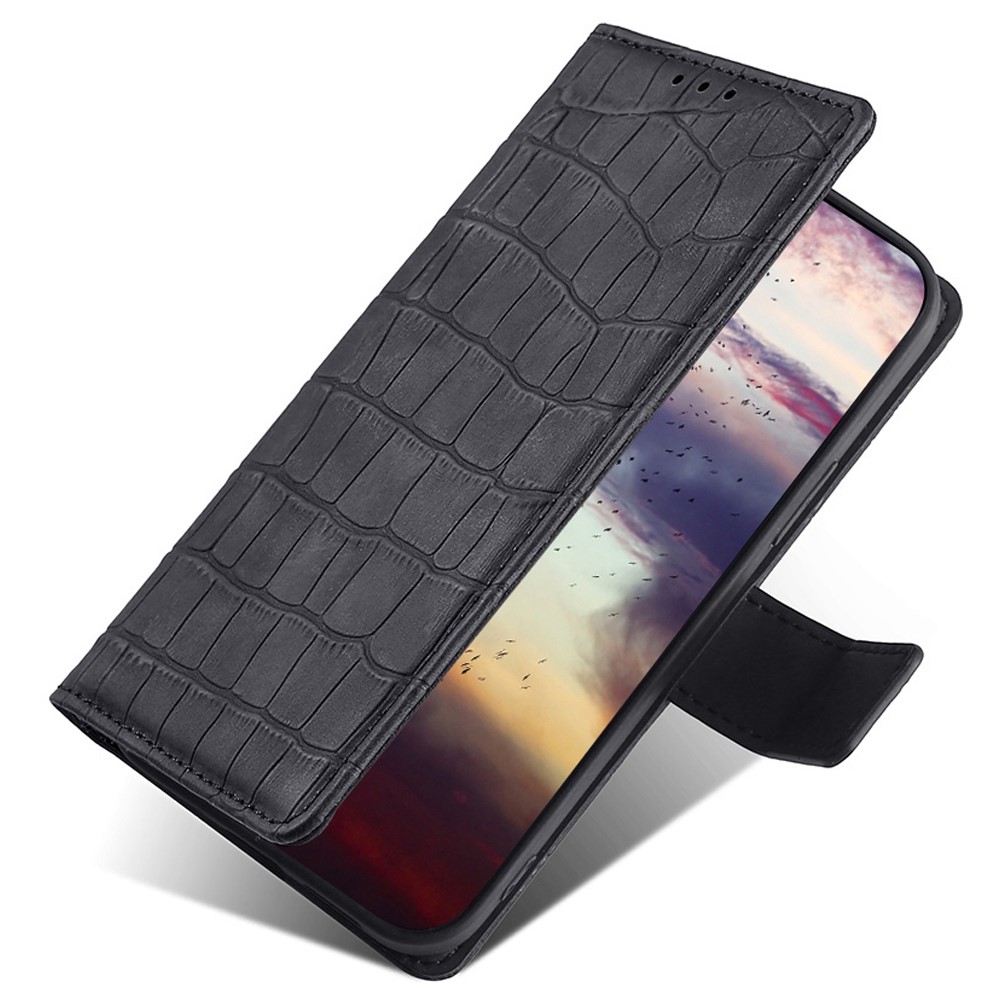  Samsung Galaxy S23 Plus Fodral Krokodil Textur Svart