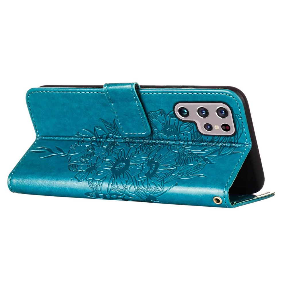  Samsung Galaxy S23 Ultra Fodral Fjäril Tryck Blå