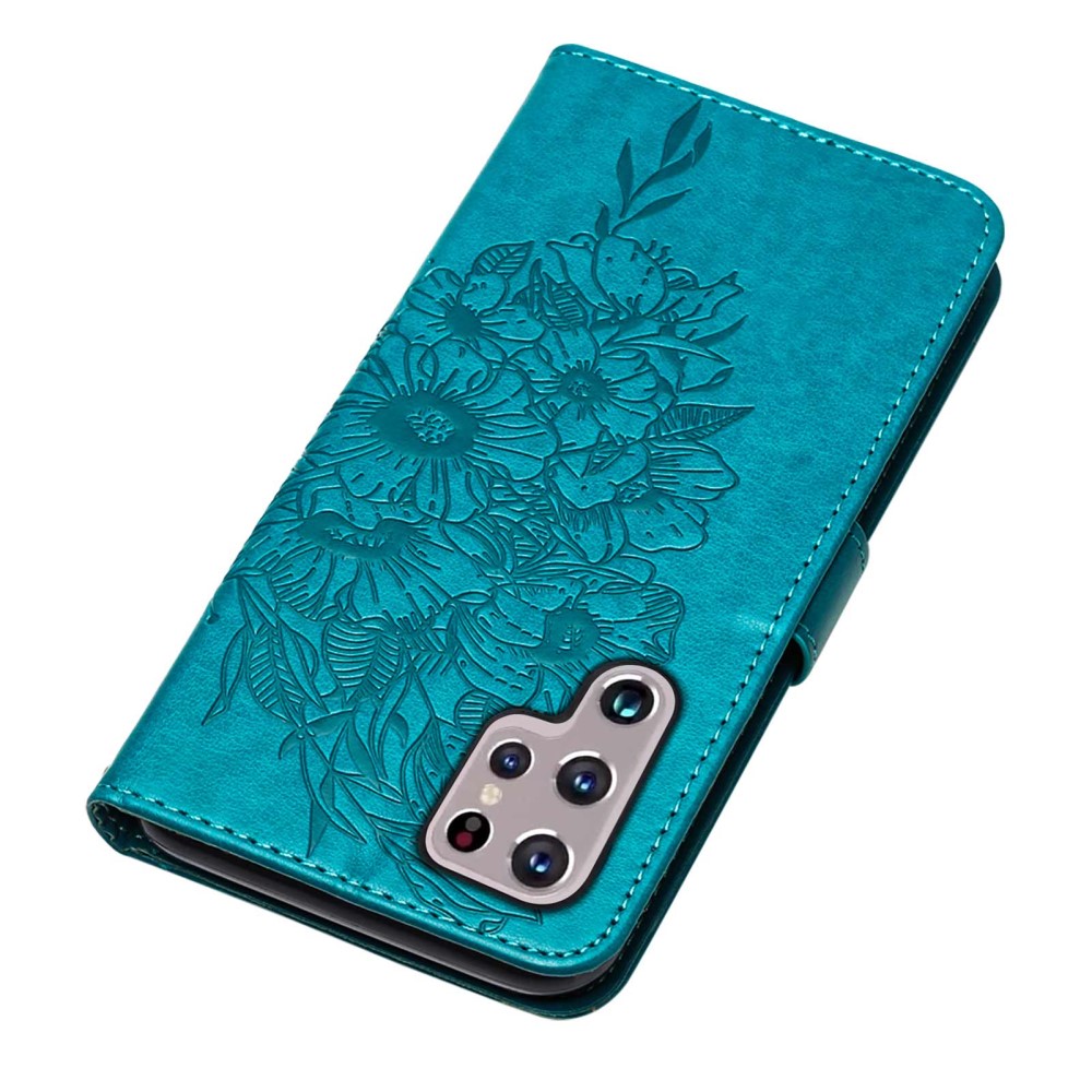  Samsung Galaxy S23 Ultra Fodral Fjäril Tryck Blå