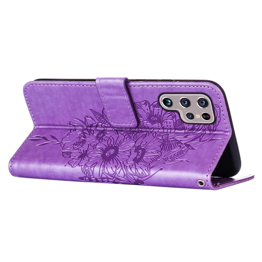  Samsung Galaxy S23 Ultra Fodral Fjäril Tryck Lila