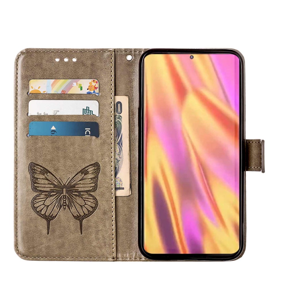  Samsung Galaxy S23 Ultra Fodral Fjäril Tryck Grå