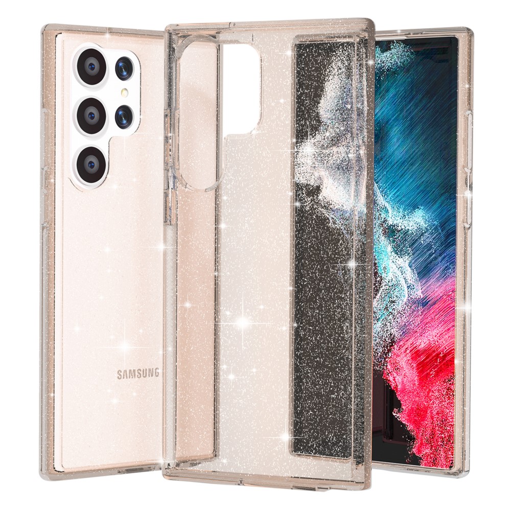  Samsung Galaxy S23 Ultra Skal Glitter Shockproof Hybrid Guld