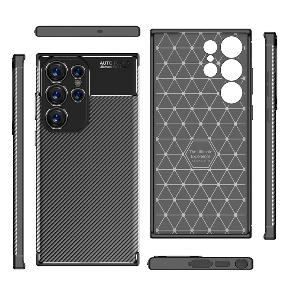  Samsung Galaxy S23 Ultra Skal Kolfiber Textur Blå