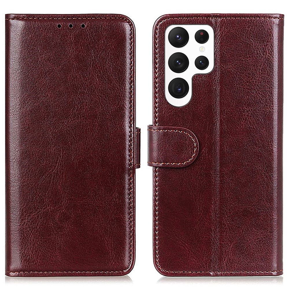  Samsung Galaxy S23 Ultra Fodral Crazy Horse Läder Brun