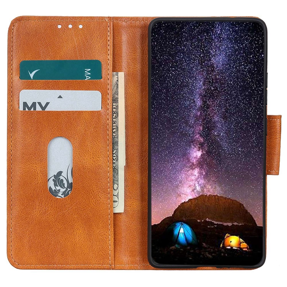  Samsung Galaxy S23 Ultra Fodral Crazy Horse Split Läder Brun