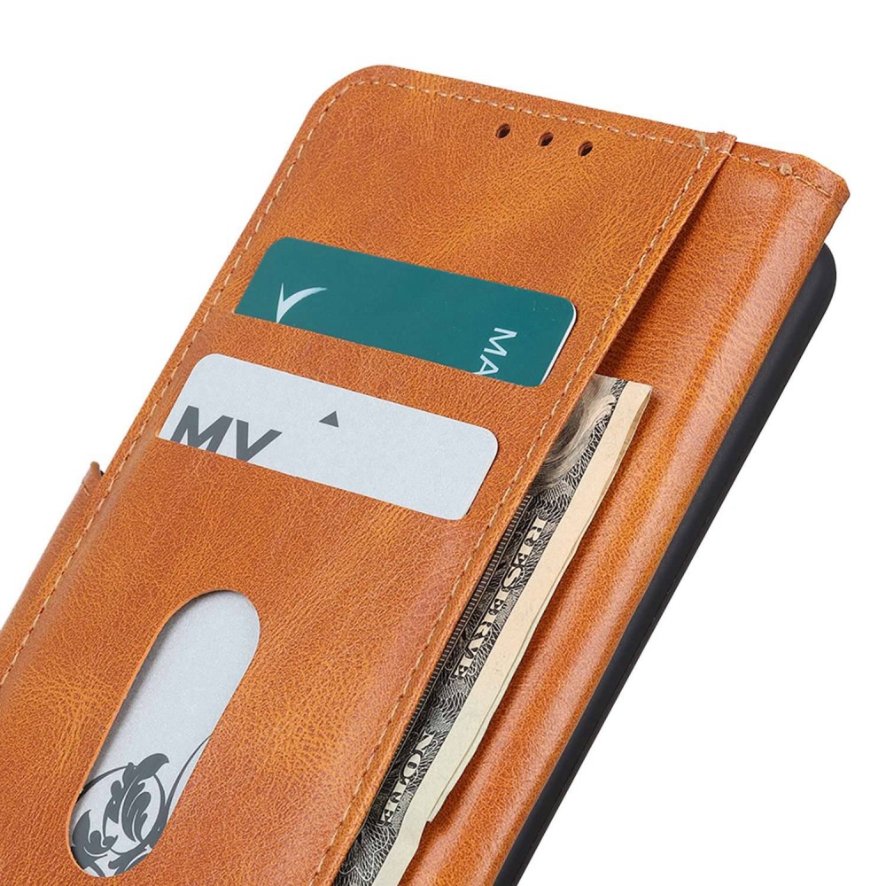  Samsung Galaxy S23 Ultra Fodral Crazy Horse Split Läder Brun