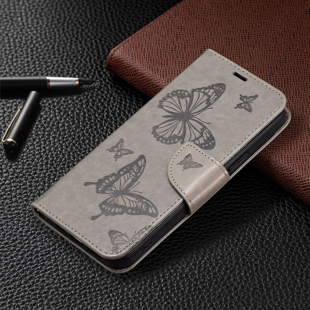  Samsung Galaxy S23 Ultra Fodral Tryckta Fjärilar Grå