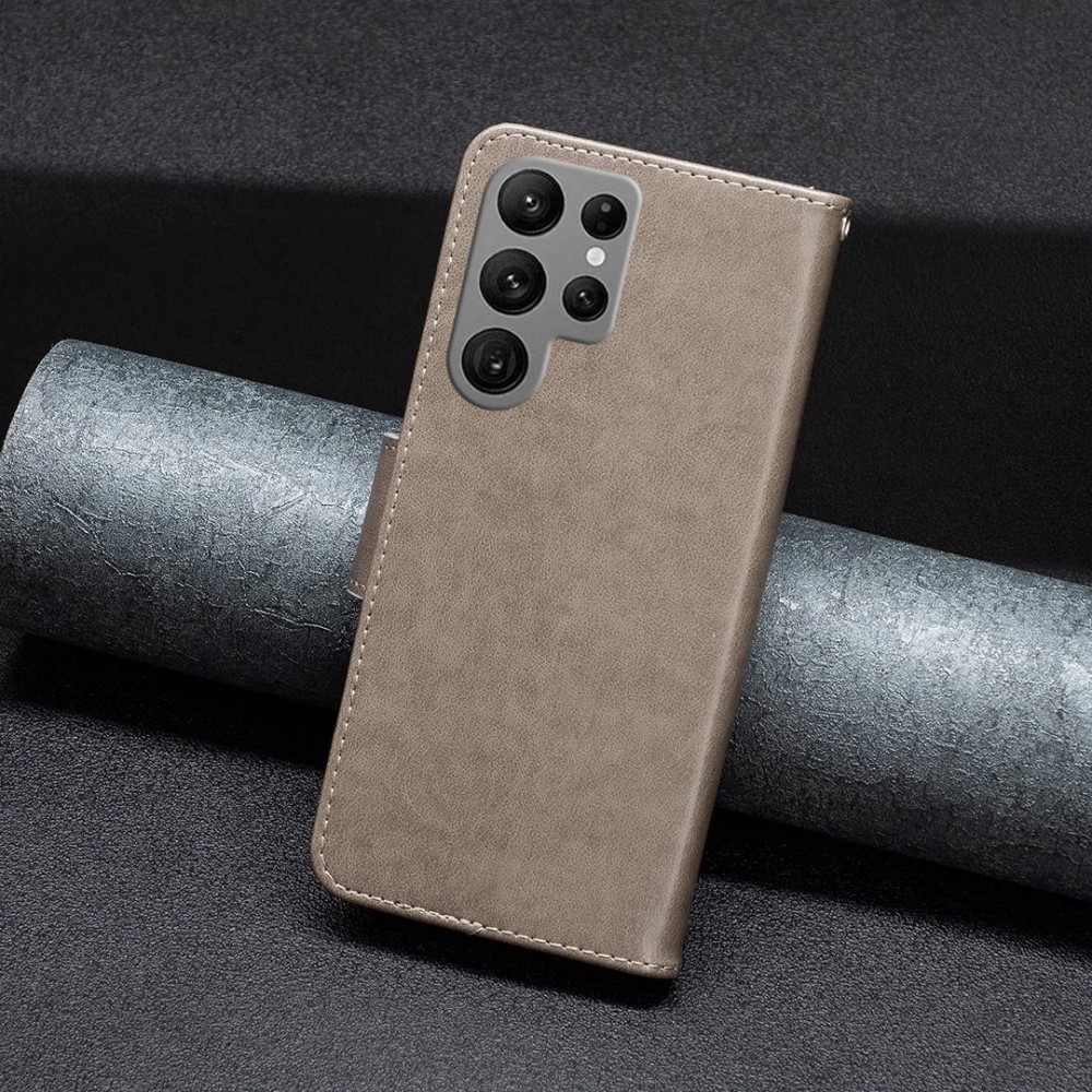  Samsung Galaxy S23 Ultra Fodral Tryckta Fjärilar Grå