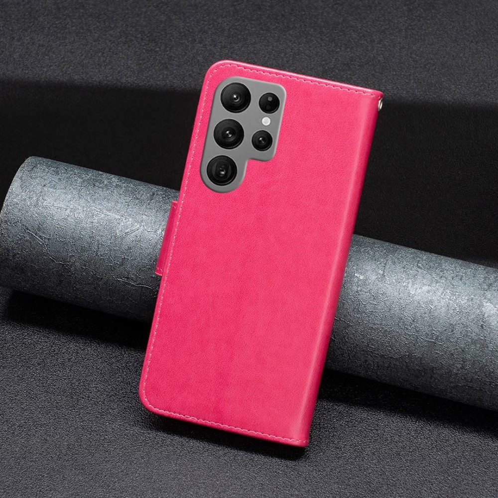  Samsung Galaxy S23 Ultra Fodral Tryckta Fjärilar Rosa