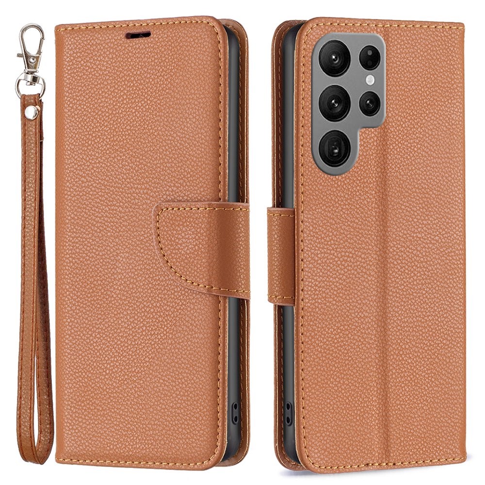  Samsung Galaxy S23 Ultra Fodral Litchi Shark Brun