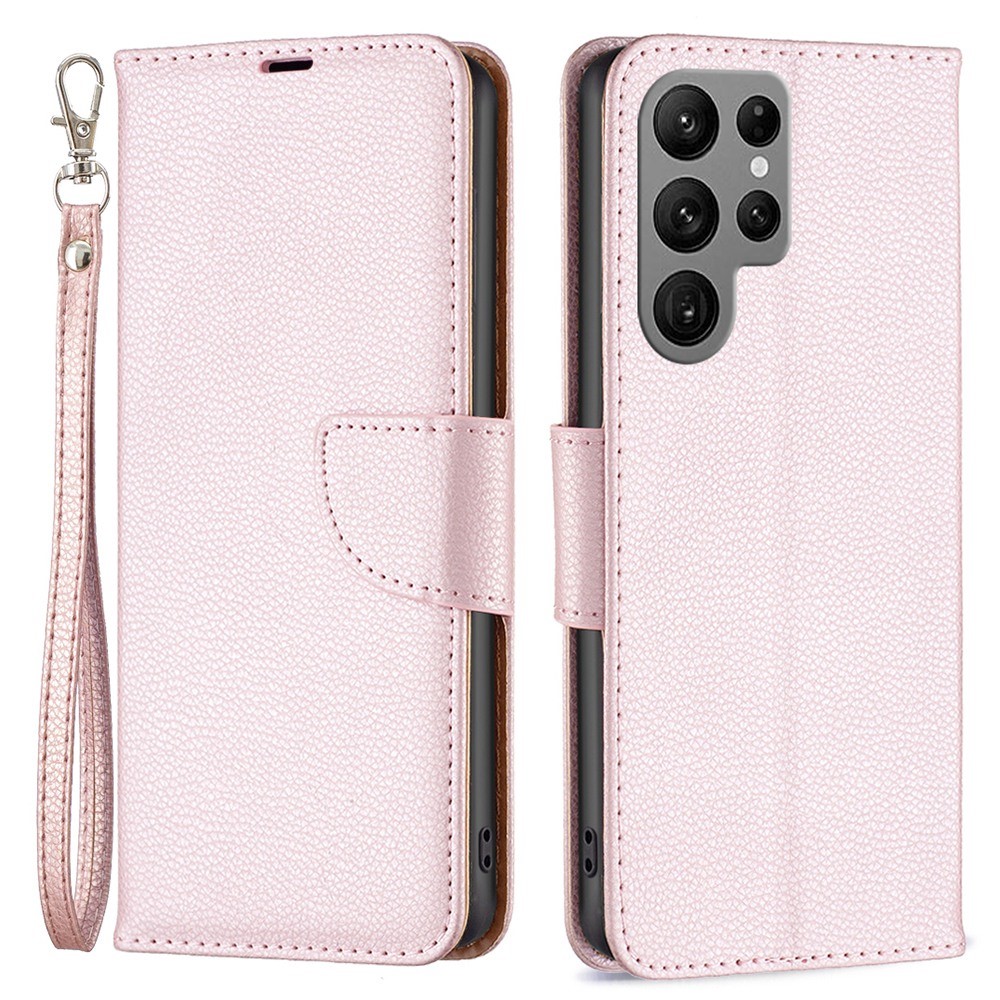  Samsung Galaxy S23 Ultra Fodral Litchi Shark Roséguld
