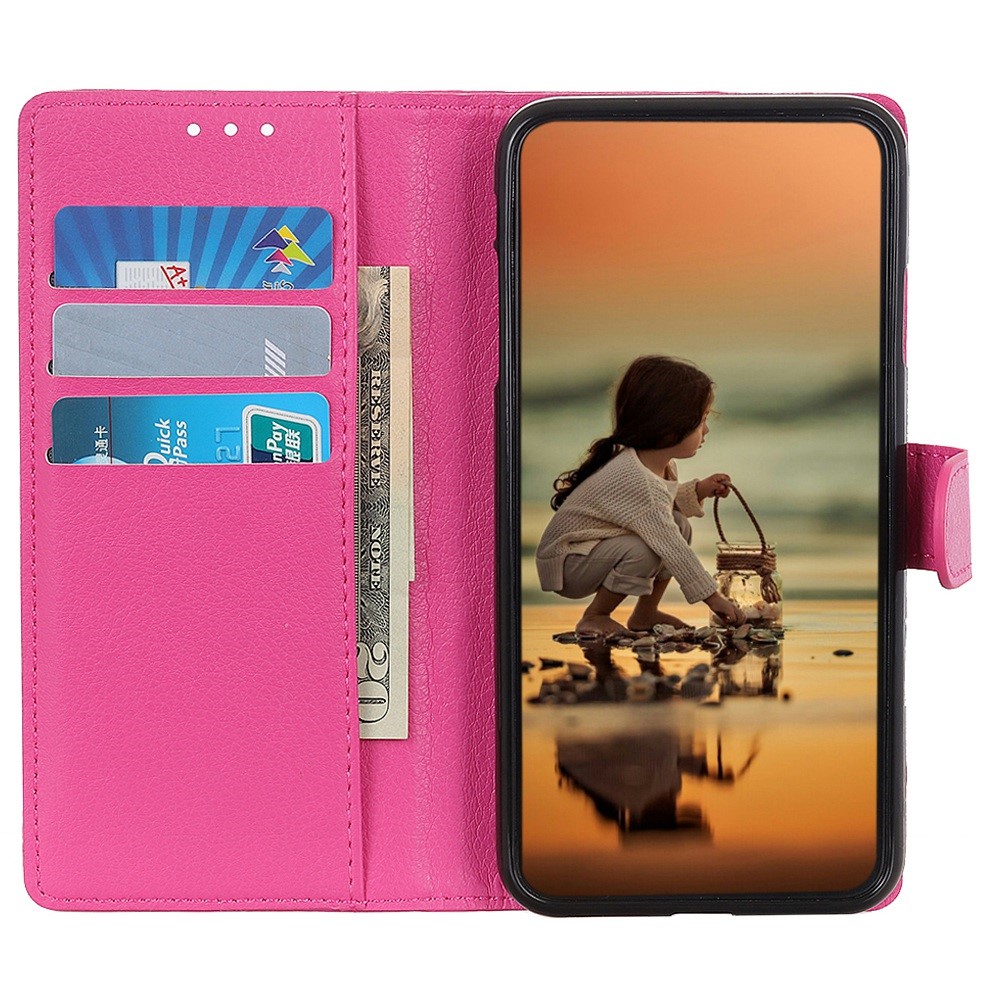  Samsung Galaxy S23 Ultra Fodral Litchi Läder Rosa