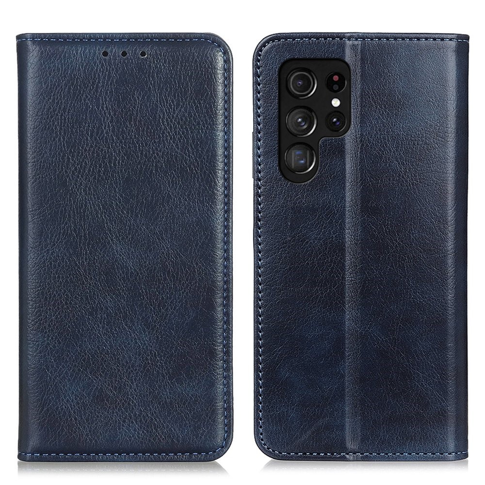 KHAZNEH KHAZNEH Galaxy S23 Ultra Flip Fodral Split Läder Blå