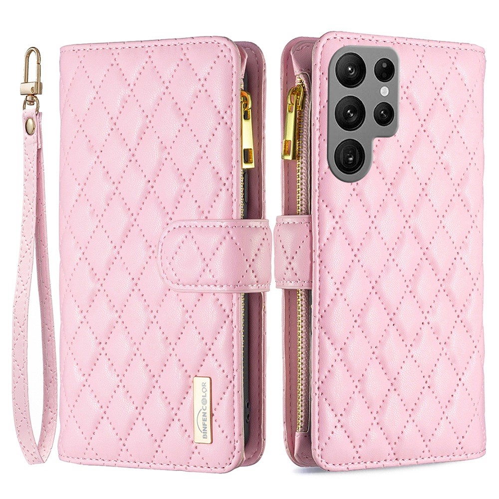 BINFEN BINFEN Galaxy S23 Ultra Fodral Diamond Multifunktionell Rosa