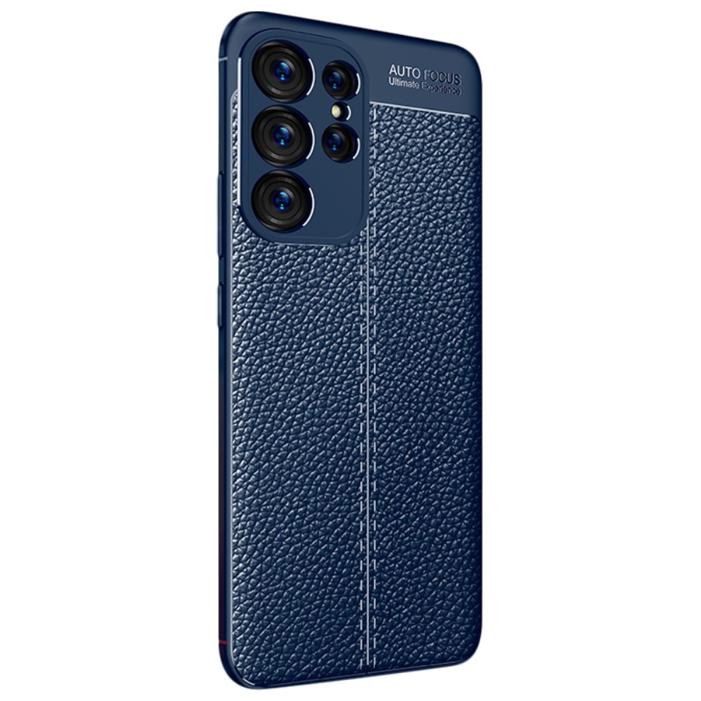  Samsung Galaxy S23 Ultra Skal Litchi Textur Blå