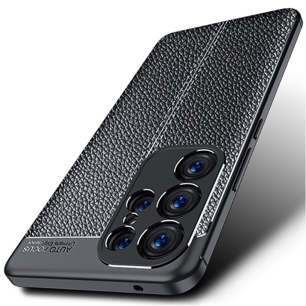  Samsung Galaxy S23 Ultra Skal Litchi Textur Blå