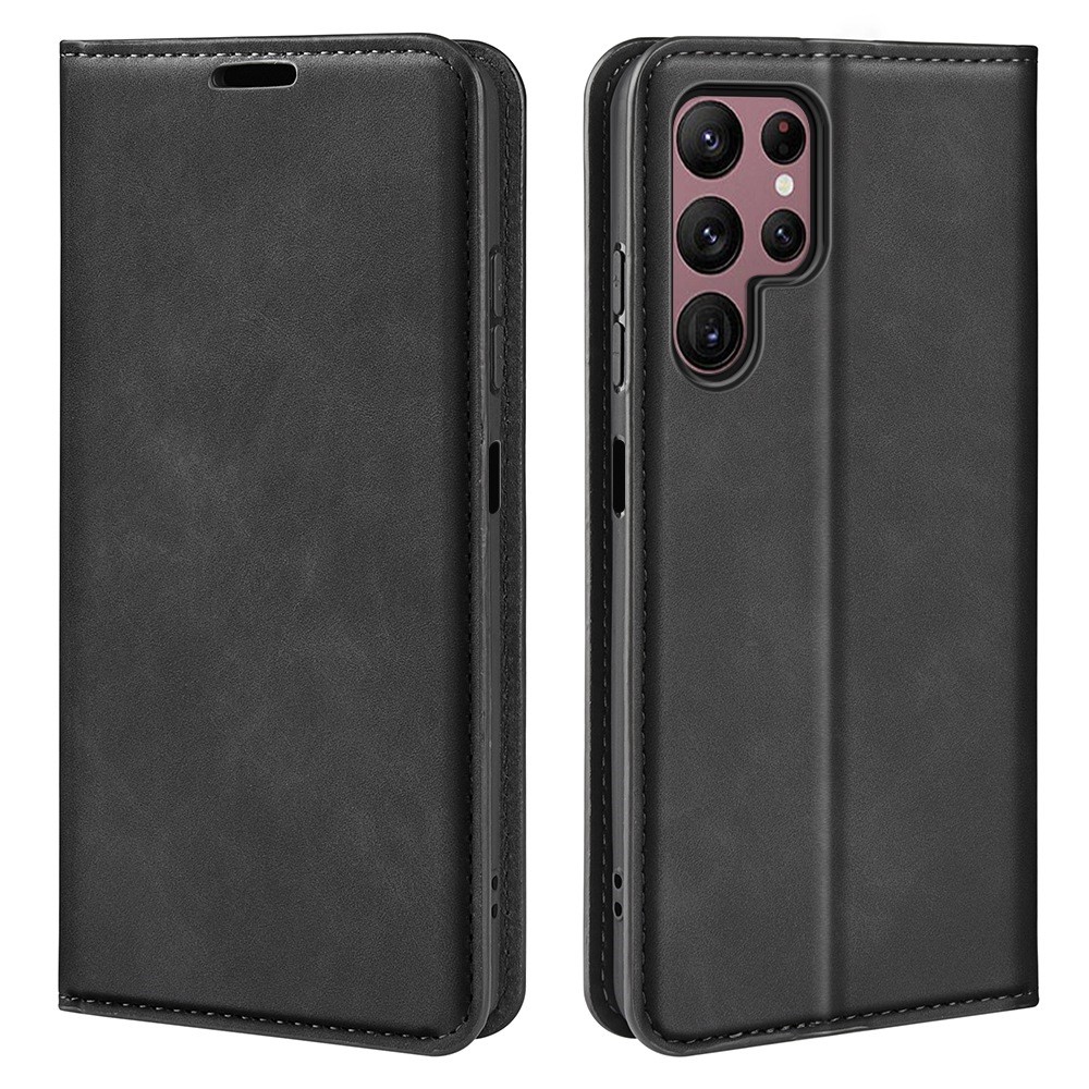  Samsung Galaxy S23 Ultra Fodral Flip Skin Touch Svart