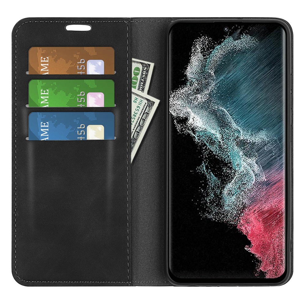  Samsung Galaxy S23 Ultra Fodral Flip Skin Touch Svart