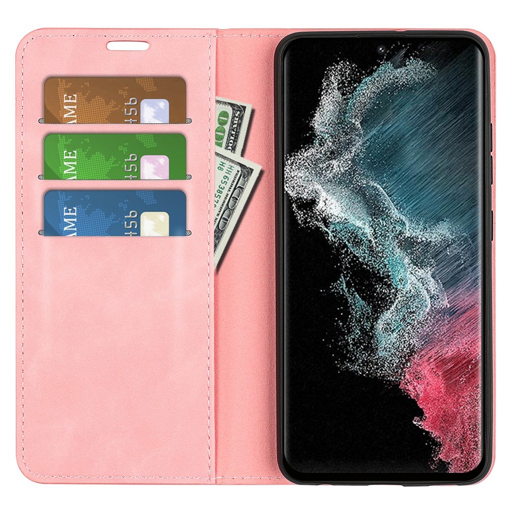  Samsung Galaxy S23 Ultra Fodral Flip Skin Touch Rosa