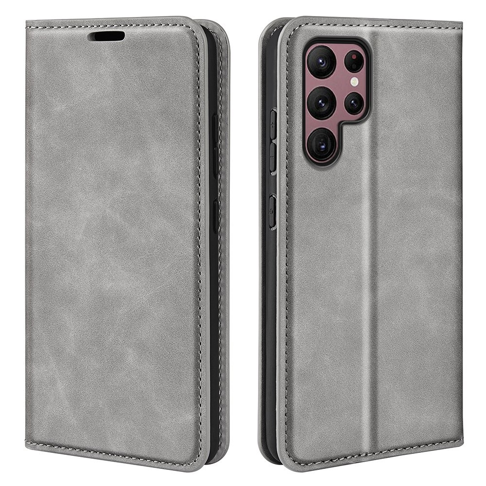  Samsung Galaxy S23 Ultra Fodral Flip Skin Touch Grå