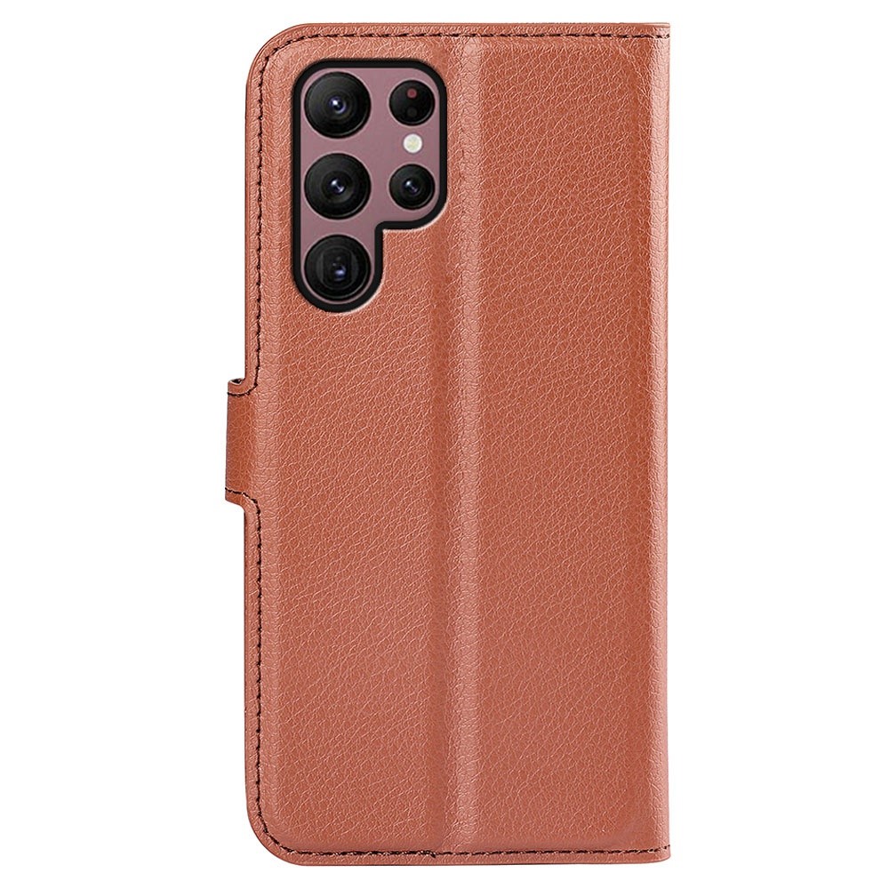  Samsung Galaxy S23 Ultra Fodral Litchi Läder Brun