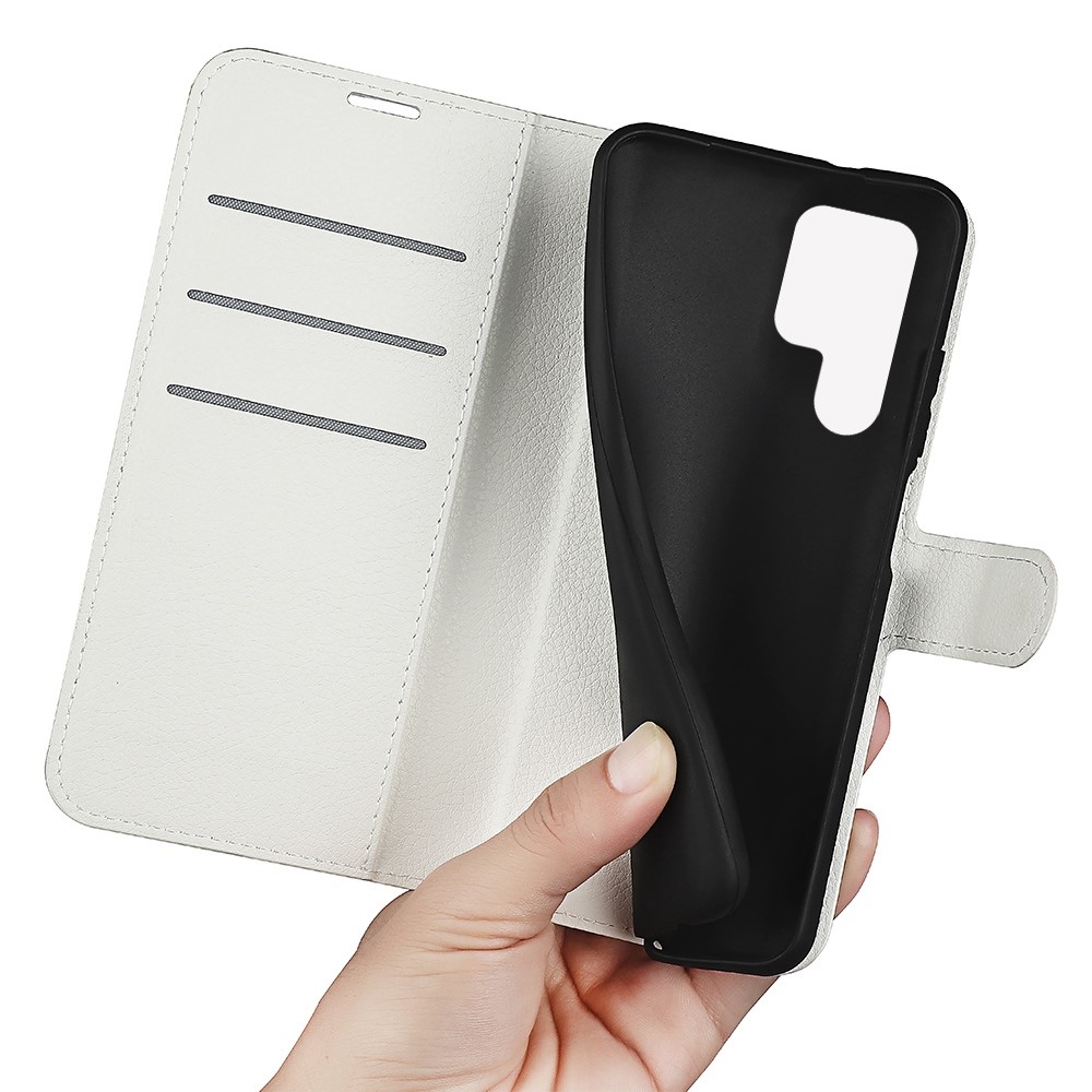  Samsung Galaxy S23 Ultra Fodral Litchi Läder Vit