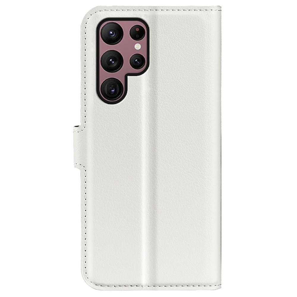  Samsung Galaxy S23 Ultra Fodral Litchi Läder Vit