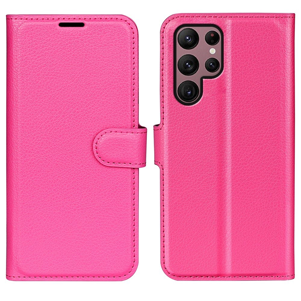  Samsung Galaxy S23 Ultra Fodral Litchi Läder Rosa