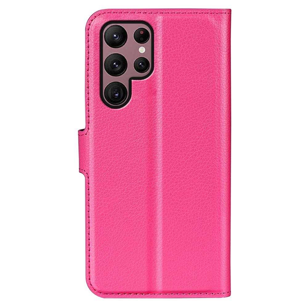  Samsung Galaxy S23 Ultra Fodral Litchi Läder Rosa
