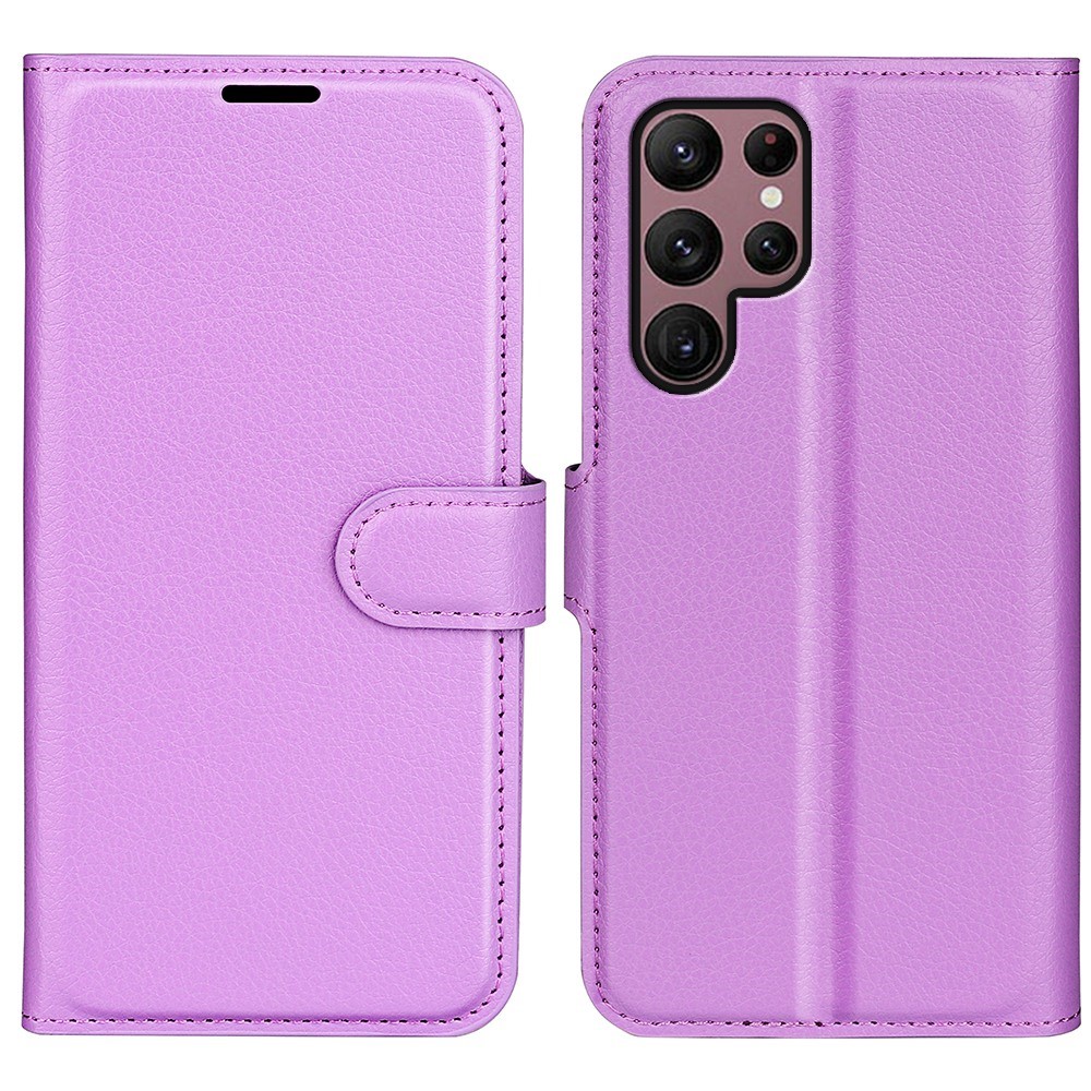  Samsung Galaxy S23 Ultra Fodral Litchi Läder Lila