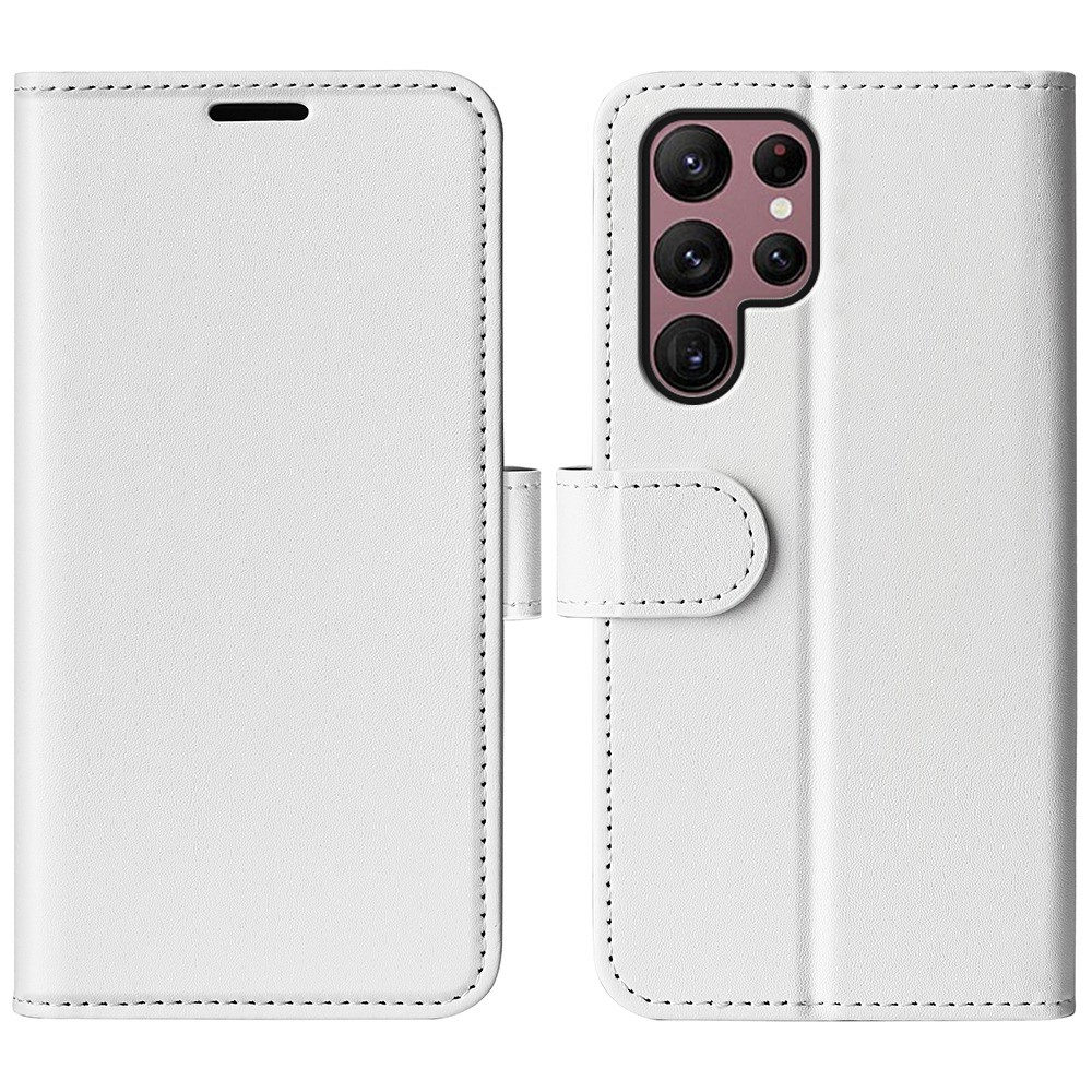  Samsung Galaxy S23 Ultra Fodral Crazy Horse Läder Vit